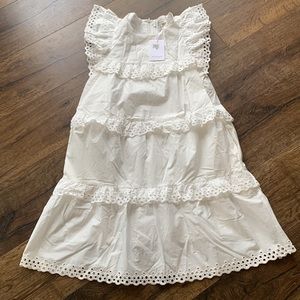 NWT Stellah EYELET TRIMMED SHIFT DRESS in white